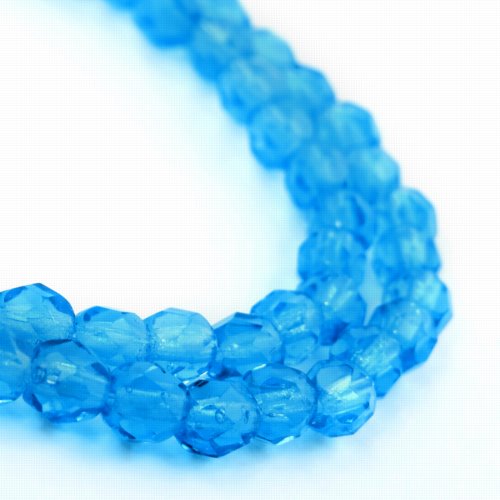 Fire Polish Faceted Round - 4mm - Aquamarine (strand)