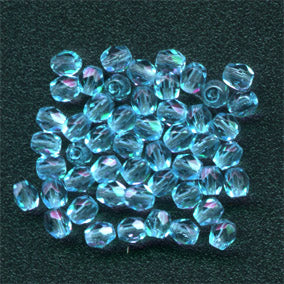 Fire Polish Faceted Round - 4mm - Aquamarine (strand)