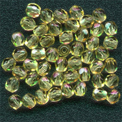 Fire Polish Faceted Round - 4mm - Topaz (Pack)