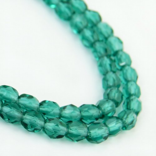 Fire Polish Faceted Round - 4mm - Emerald (50)
