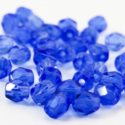 Fire Polish Faceted Round - 4mm - Sapphire (Pack)