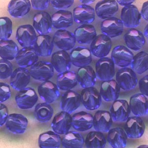 Fire Polish Faceted Round - 4mm - Sapphire (Pack)