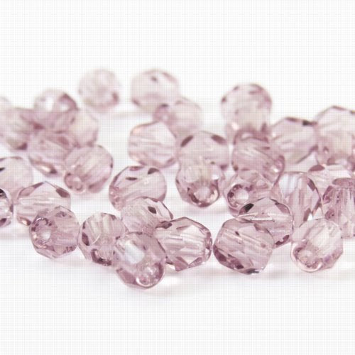 Fire Polish Faceted Round - 4mm - Light Amethyst (pack)