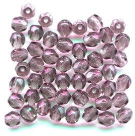 Fire Polish Faceted Round - 4mm - Light Amethyst (pack)