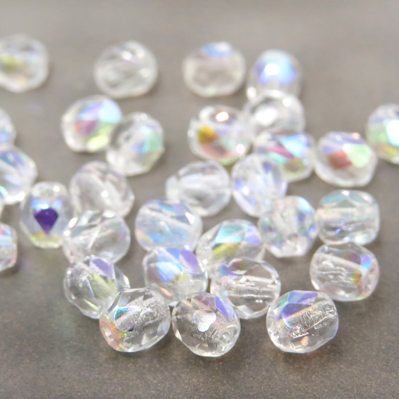 Fire Polish Faceted Round - 4mm - Crystal AB (pack)