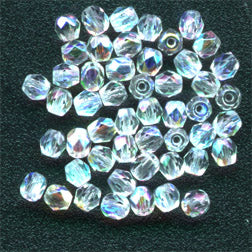 Fire Polish Faceted Round - 4mm - Crystal AB (pack)