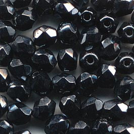 Fire Polish Faceted Round - 4mm - Gunmetal (strand)