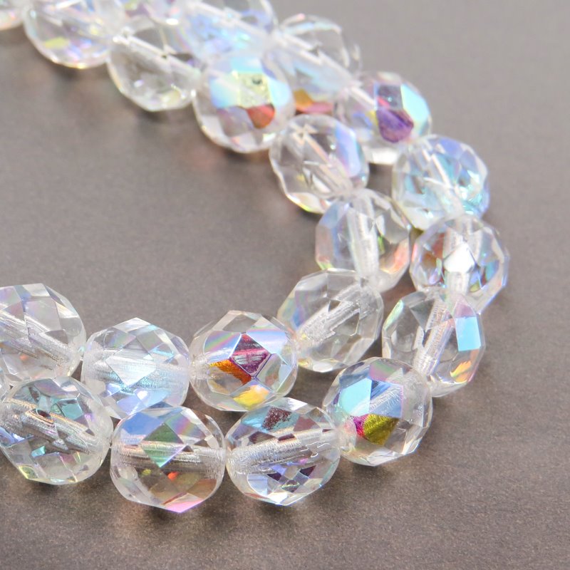 Fire Polish Faceted Round - 8mm - Crystal AB (strand)