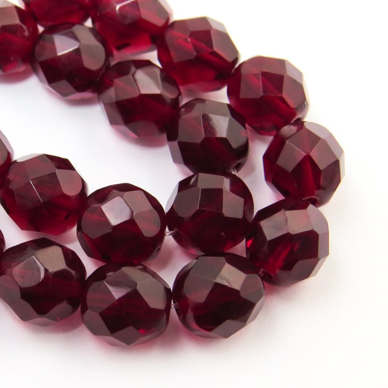 Fire Polish Faceted Round - 8mm - Garnet (strand)