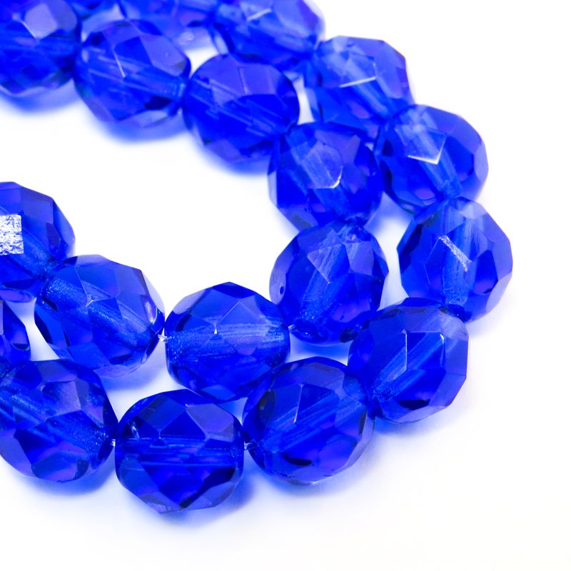 Fire Polish Faceted Round - 8mm - Sapphire (strand)