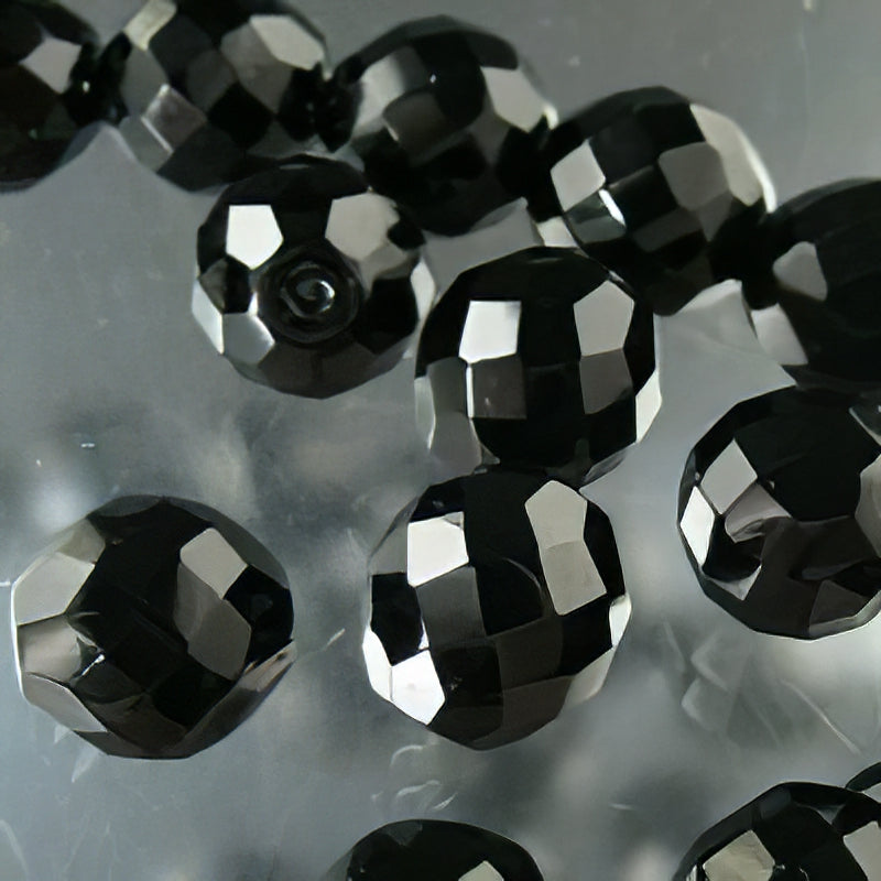 Fire Polish Faceted Round - 14mm - Jet