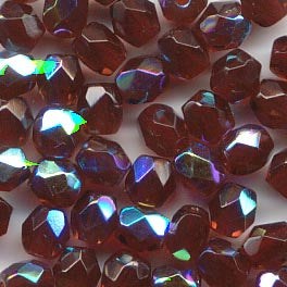 Fire Polish Faceted Round - 4mm - Garnet AB (strand)