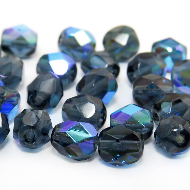 Fire Polish Faceted Round - 6mm - Montana AB (strand)