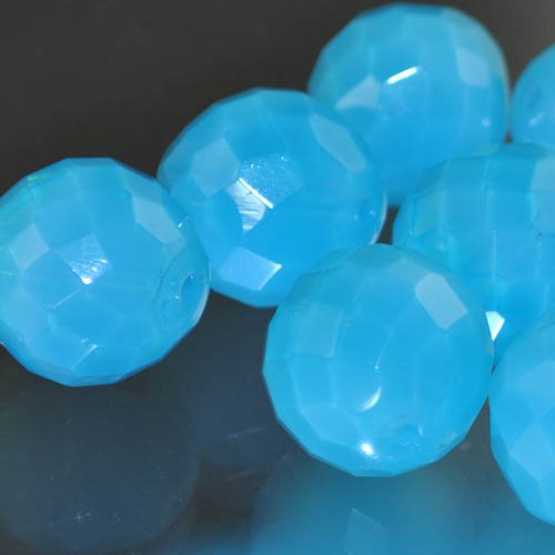 Fire Polish Faceted Round - 18mm - Aqua Opal