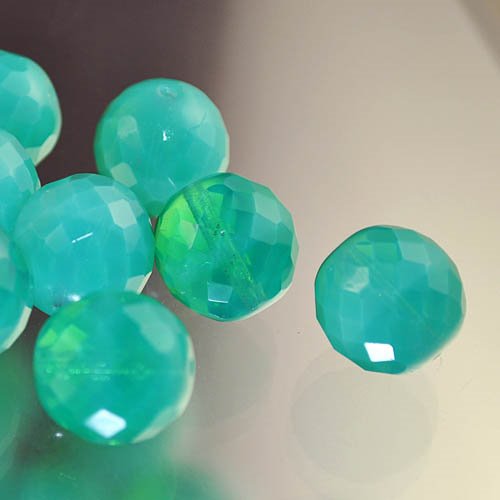 Fire Polish Faceted Round - 18mm - Jade Opal