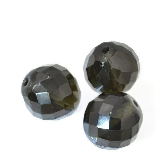 Fire Polish Faceted Round - 18mm - Black Diamond