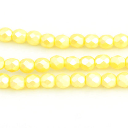 Fire Polish Faceted Round - 4mm - Pearl Pastel Cream (strand 45)
