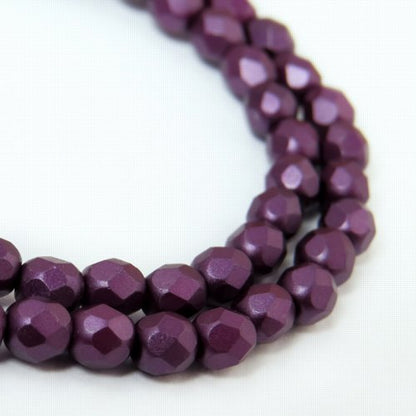 Fire Polish Faceted Round - 4mm - Pearl Pastel Purple (strand 45)