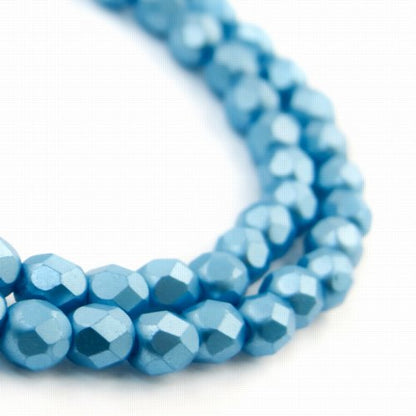 Fire Polish Faceted Round - 4mm - Pearl Pastel Turquoise (strand 45)