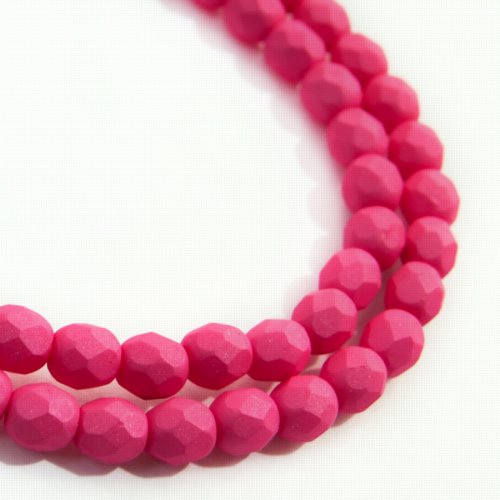 Fire Polish Faceted Round - 4mm - Silk Matte Magenta (strand 45)
