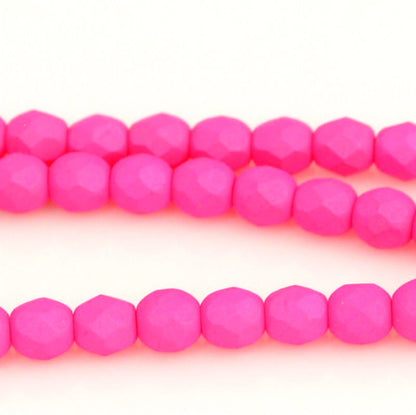 Fire Polish Faceted Round - 4mm - Silk Matte Magenta (strand 45)