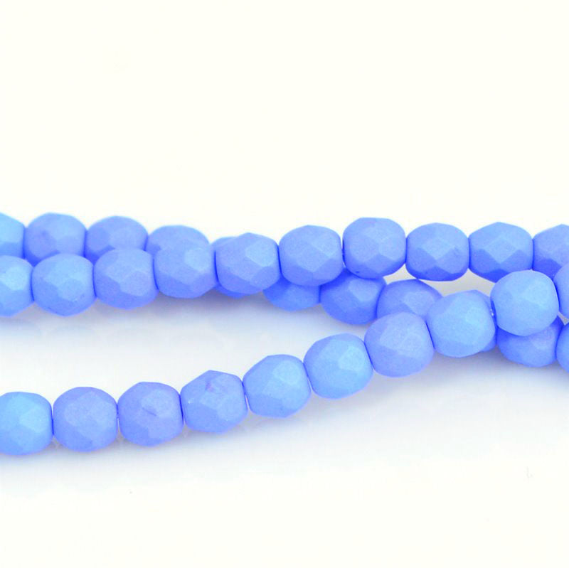 Fire Polish Faceted Round - 4mm - Silk Matte Periwinkle (strand 45)