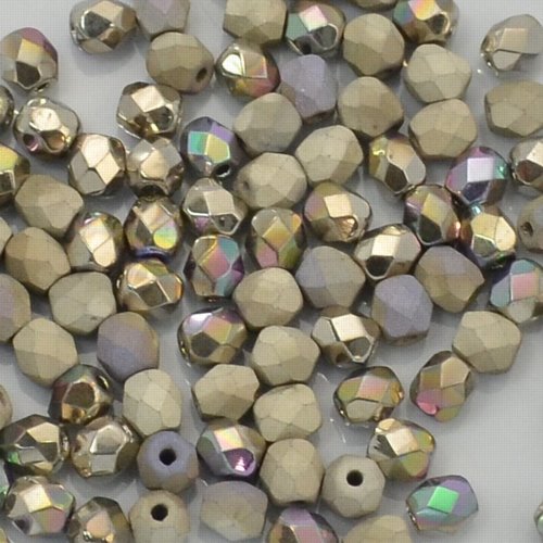 Fire Polish Faceted Round - 4mm - Crystal Glittery Argentic Shine/Matt (50)