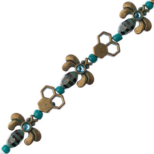 Honey Bee-ds - Turquoise - Antique Brass (Strand)