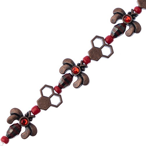 Honey Bee-ds - Red - Antique Copper (Strand)