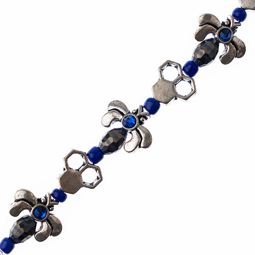 Honey Bee-ds - Blue - Antique Silver (Strand)