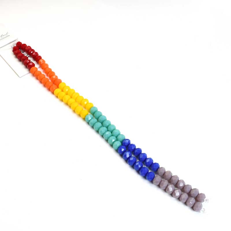Crystal Lane Designer Strands - Faceted Rondelle Donuts - Opaque Rainbow Mix (2s