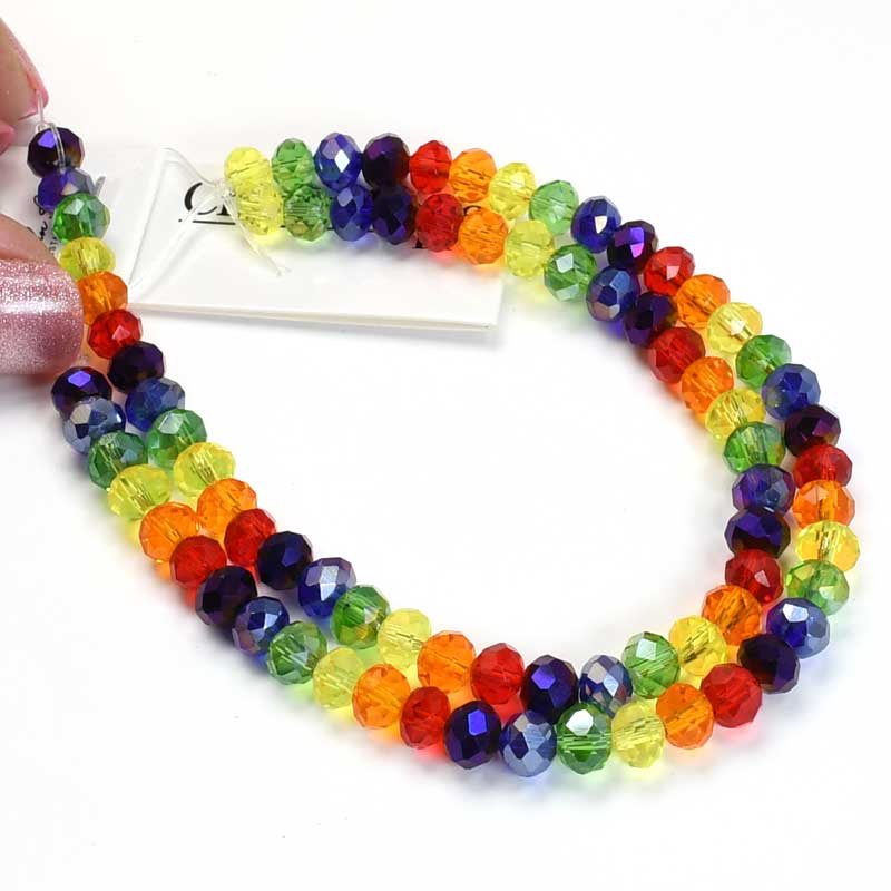 Crystal Lane Designer Strands - Faceted Rondelle Donuts - Transparent Rainbow Mi