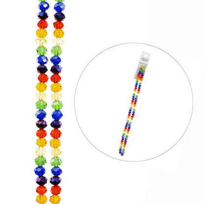 Crystal Lane Designer Strands - Faceted Rondelle Donuts - Transparent Rainbow Mi