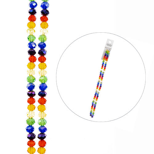 Crystal Lane Designer Strands - Faceted Rondelle Donuts - Transparent Rainbow Mi