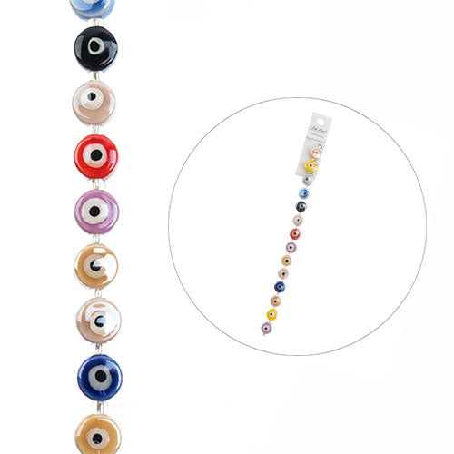 Crystal Lane Designer Strands - Ceramic Round Flat Eyes - Mixed Colors (Strand)