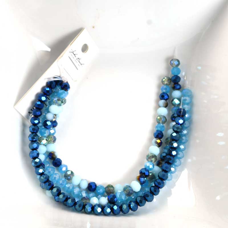 Crystal Lane Designer Strands -  Faceted Rondelle Donuts - Mixed Blues (4strand)