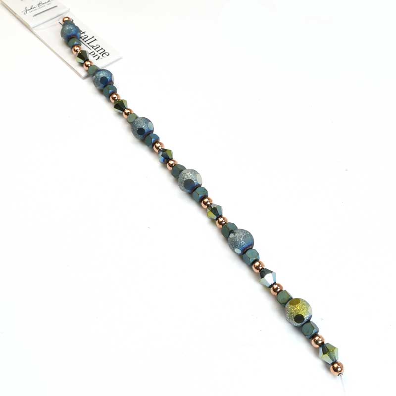 Crystal Lane Designer Strands -  Windowed Rounds - Metallic Iris Green and Gold 