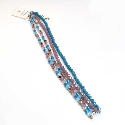 Crystal Lane Designer Strands - Faceted Bicones - Plum and Turquoise Mix (4Stran