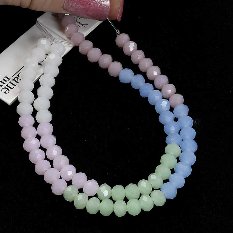 Crystal Lane Designer Strands - Faceted Rondelle Donuts - Pretty Pastel Mix (2St