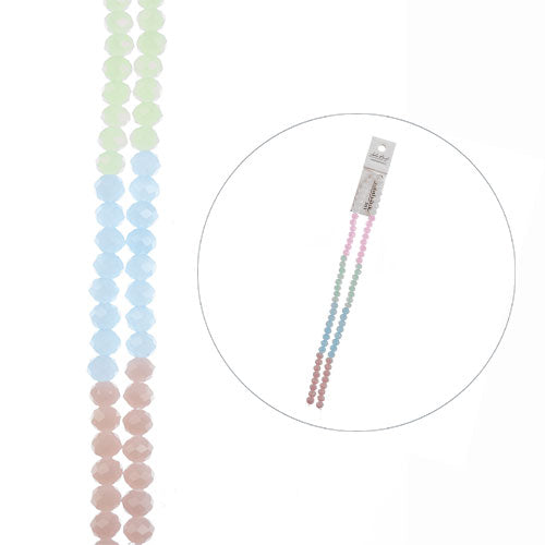 Crystal Lane Designer Strands - Faceted Rondelle Donuts - Pretty Pastel Mix (2St