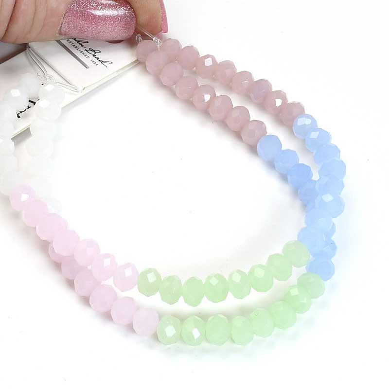 Crystal Lane Designer Strands - Faceted Rondelle Donuts - Pretty Pastel Mix (2St