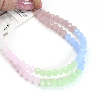 Crystal Lane Designer Strands - Faceted Rondelle Donuts - Pretty Pastel Mix (2St