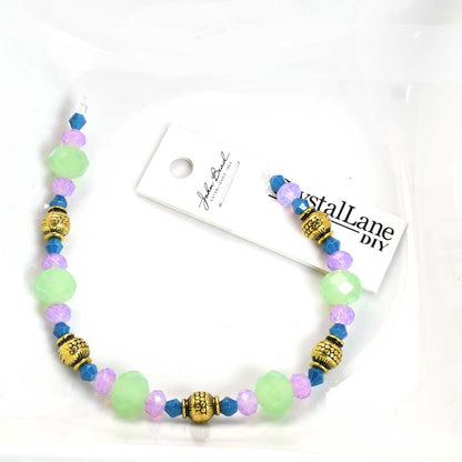 Crystal Lane Designer Strands - Faceted Rondelles and Metal Shape - Jade and Ale