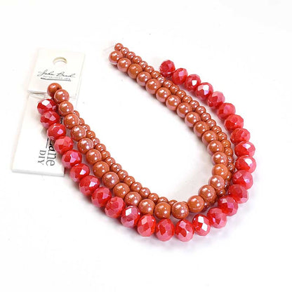 Crystal Lane Designer Strands -  Faceted Rondelles and Rounds - Cinnamon Orange 