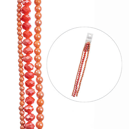 Crystal Lane Designer Strands -  Faceted Rondelles and Rounds - Cinnamon Orange 