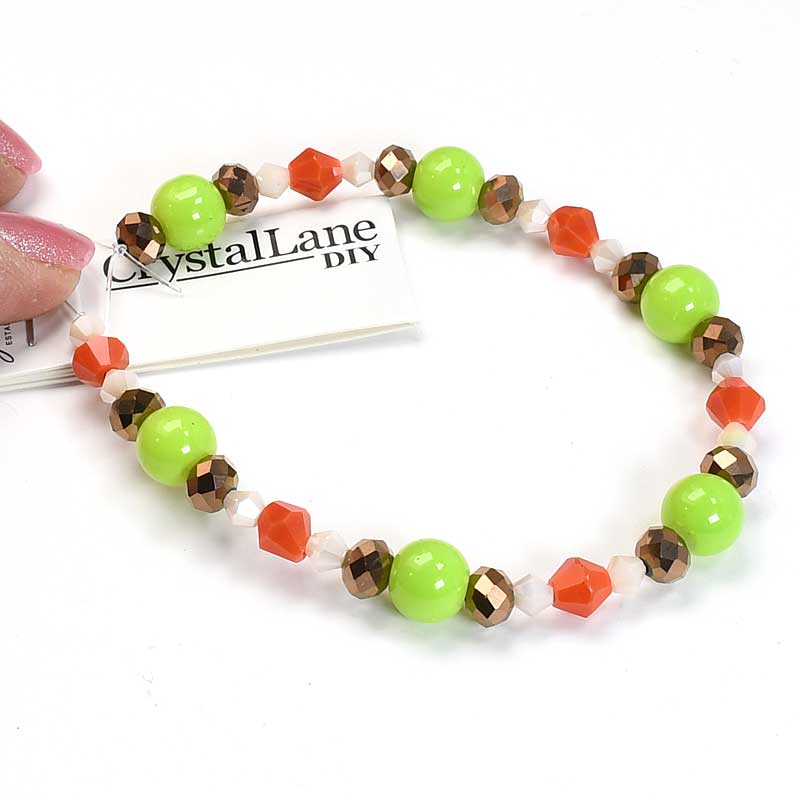 Crystal Lane Designer Strands -  Rounds and Rondelles - Green Gold Bronze (7in S