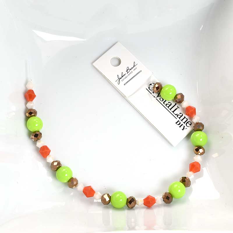 Crystal Lane Designer Strands -  Rounds and Rondelles - Green Gold Bronze (7in S