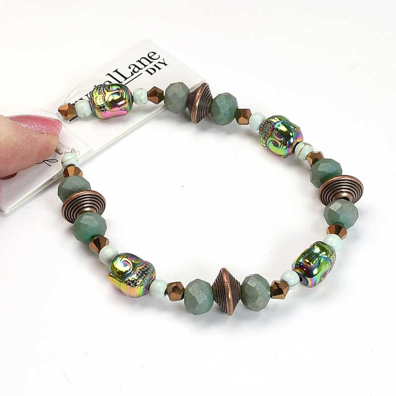 Crystal Lane Designer Strands -  Buddhas and Flying Saucers - Iridescent Green a