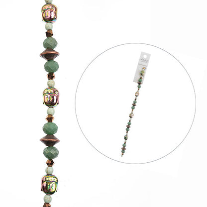 Crystal Lane Designer Strands -  Buddhas and Flying Saucers - Iridescent Green a