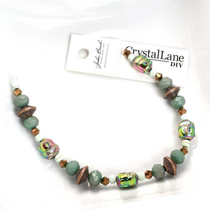 Crystal Lane Designer Strands -  Buddhas and Flying Saucers - Iridescent Green a